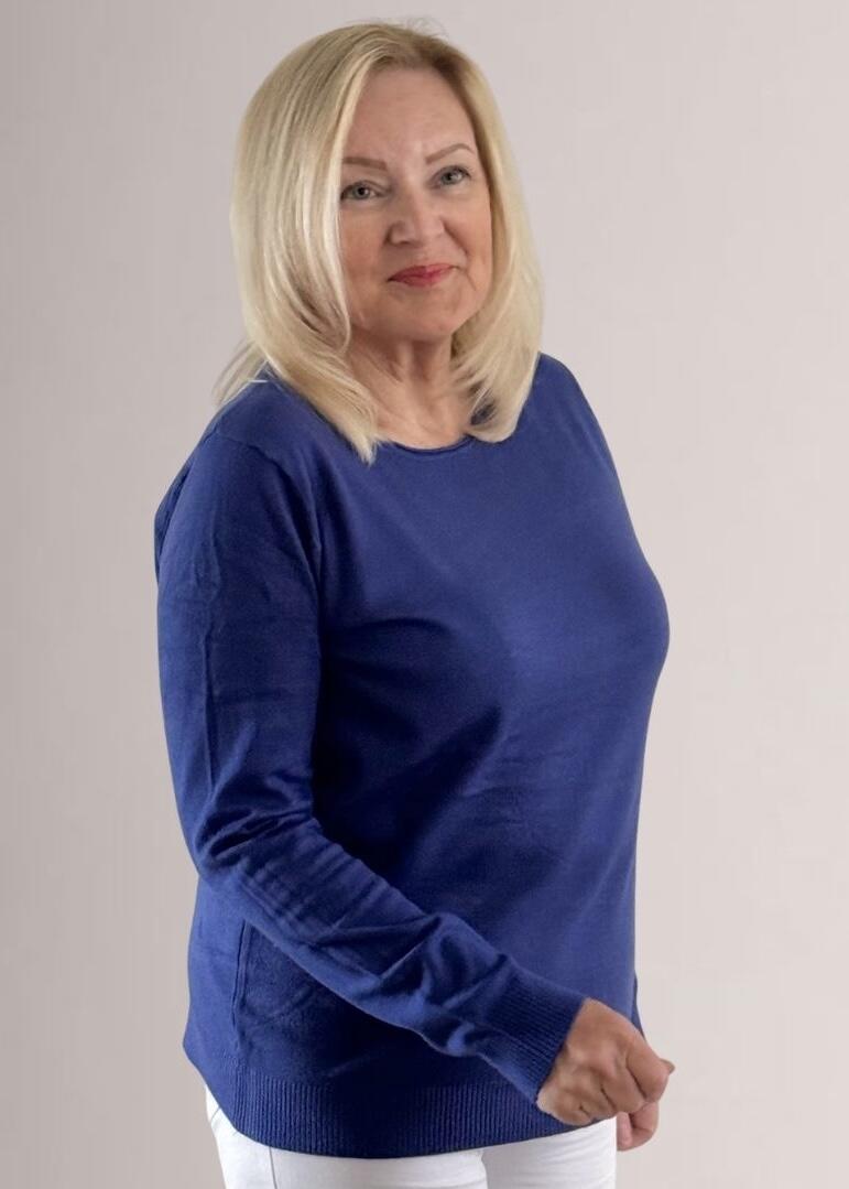 Emma Ladies Navy Crew Neck Jumper Womens Cardigan VELCRO® Brand